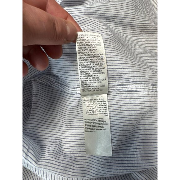 Chico's Peasant Embroidered Striped Blouse with Tassels Size 1 US M - Picture 8 of 10